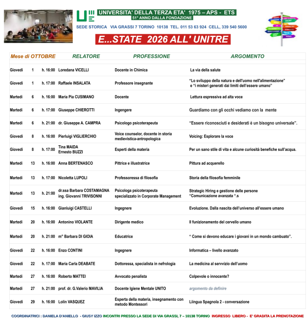 estate unitre 2026 ottobre