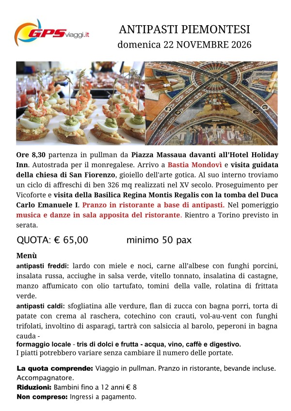 Antipasti Piemontesi 22 novembre 2026